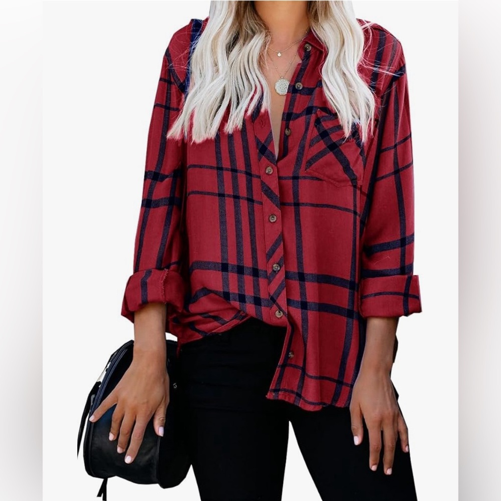 🍓$5 Pick!🍓 ZC&GF Long Sleeve V-Neck Button Down Blouse